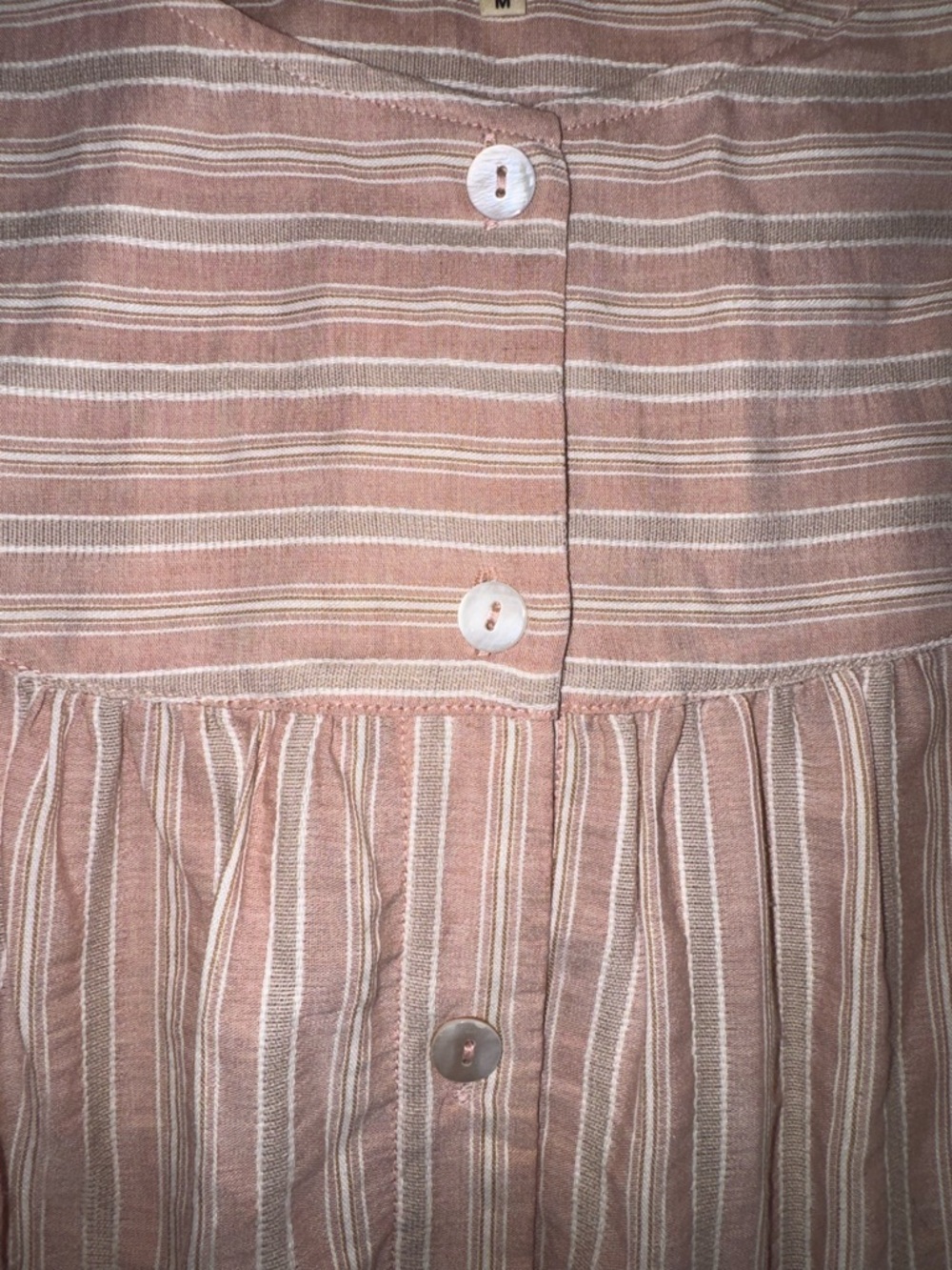 ROOLEE Pink Striped Button-Front Blouse M - Picture 3 of 5